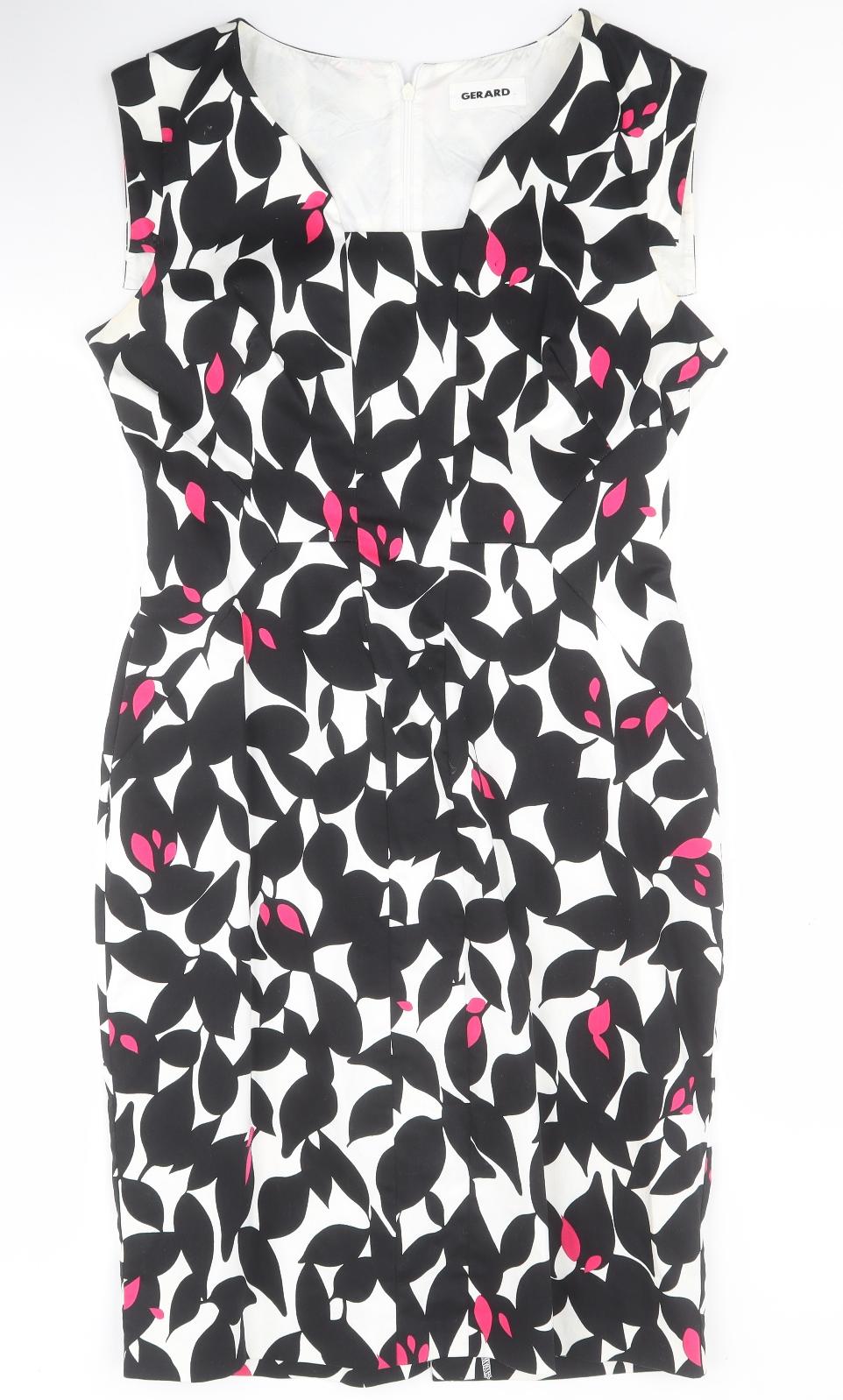 Gerard Womens Black  Polyester Pencil Dress  Size 14  Scoop Neck Zip