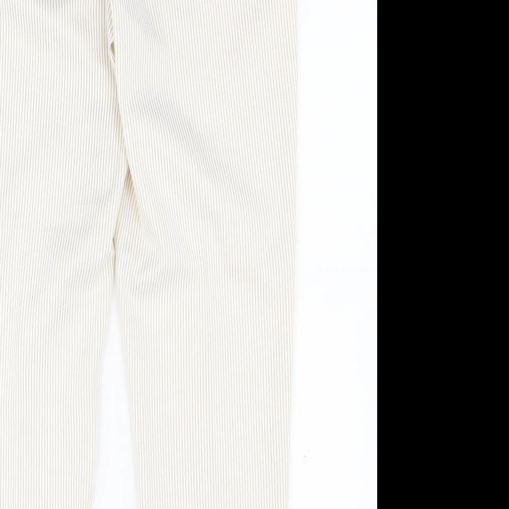 Dunnes Womens Beige Striped Cotton Dress Pants Trousers Size 12 L27 in Regular Zip