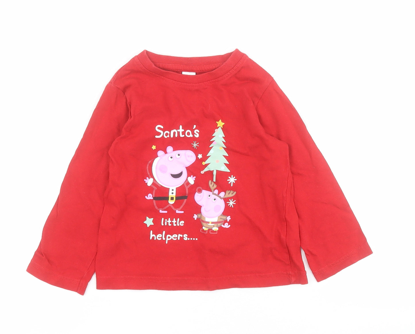 F&F Baby Red  Cotton Pullover Polo Size 18-24 Months Round Neck Pullover - Peppa Pig