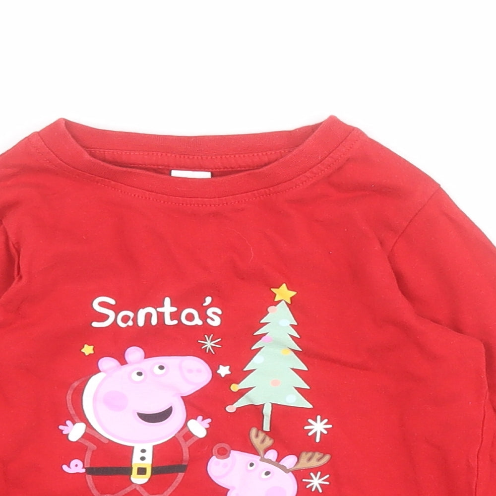 F&F Baby Red  Cotton Pullover Polo Size 18-24 Months Round Neck Pullover - Peppa Pig