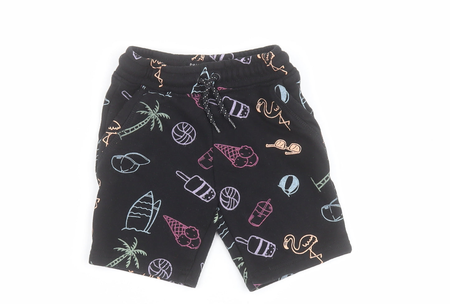 Primark Boys Black  Cotton Sweat Shorts Size 3-4 Years  Regular Drawstring