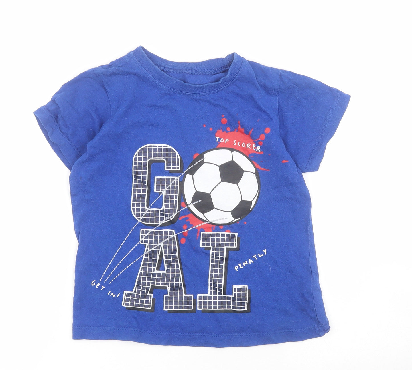 B&M Boys Blue  Cotton Pullover T-Shirt Size 7-8 Years Round Neck Pullover - Football