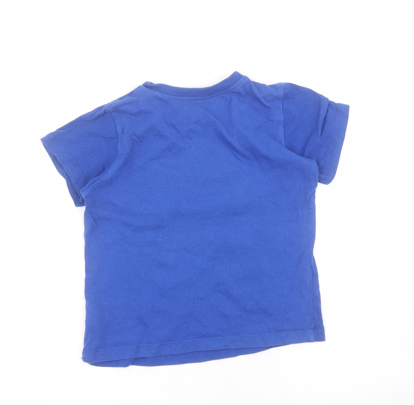 B&M Boys Blue  Cotton Pullover T-Shirt Size 7-8 Years Round Neck Pullover - Football