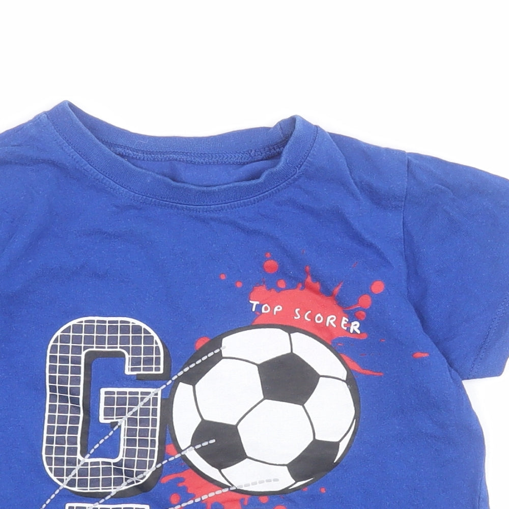 B&M Boys Blue  Cotton Pullover T-Shirt Size 7-8 Years Round Neck Pullover - Football