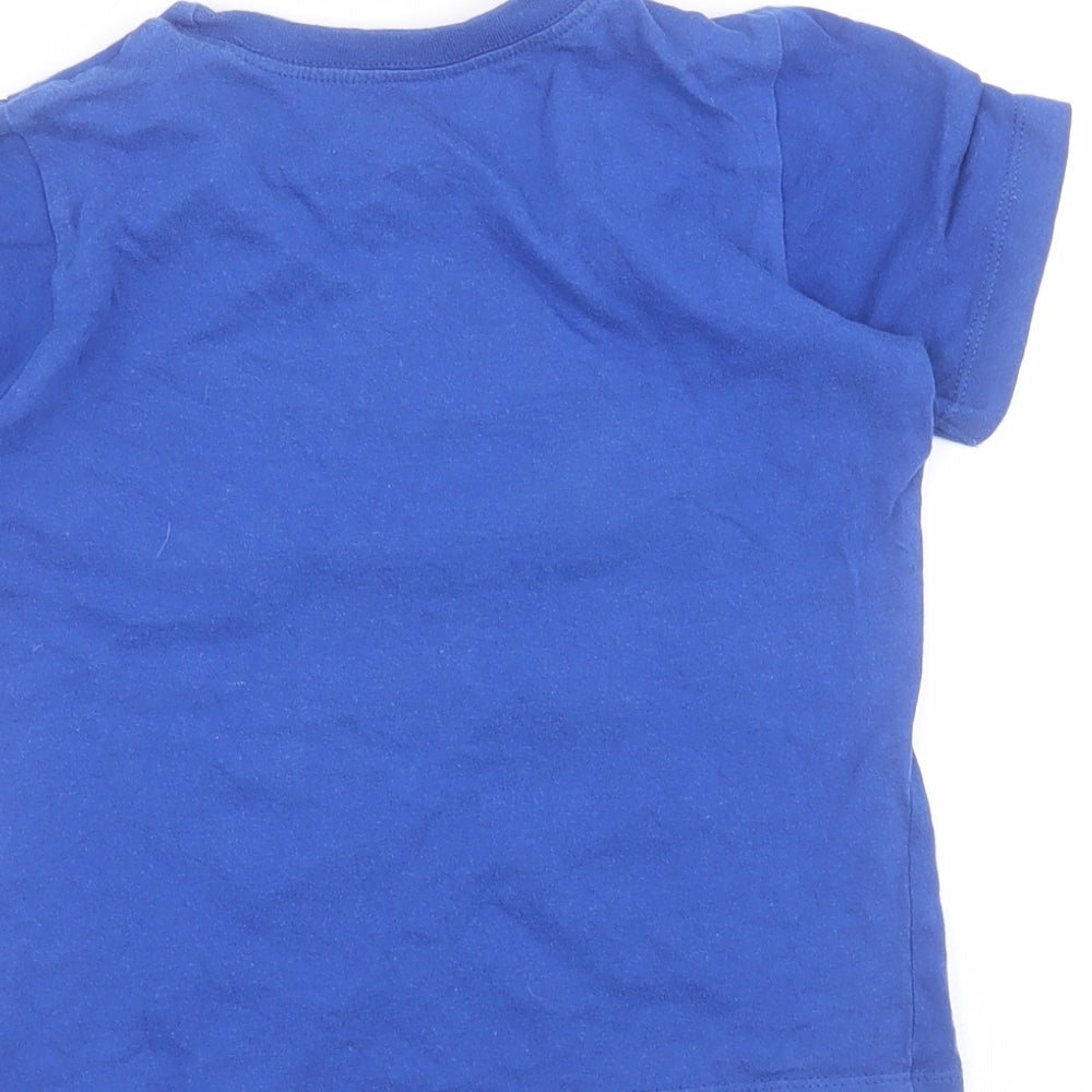 B&M Boys Blue  Cotton Pullover T-Shirt Size 7-8 Years Round Neck Pullover - Football