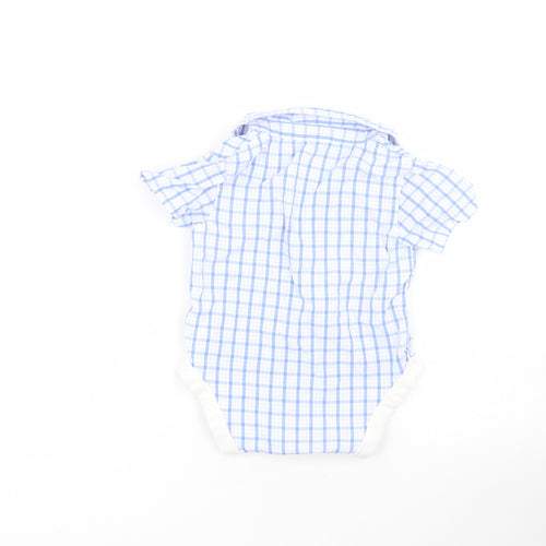 NEXT Baby Blue Check Cotton Babygrow One-Piece Size 3-6 Months  Snap
