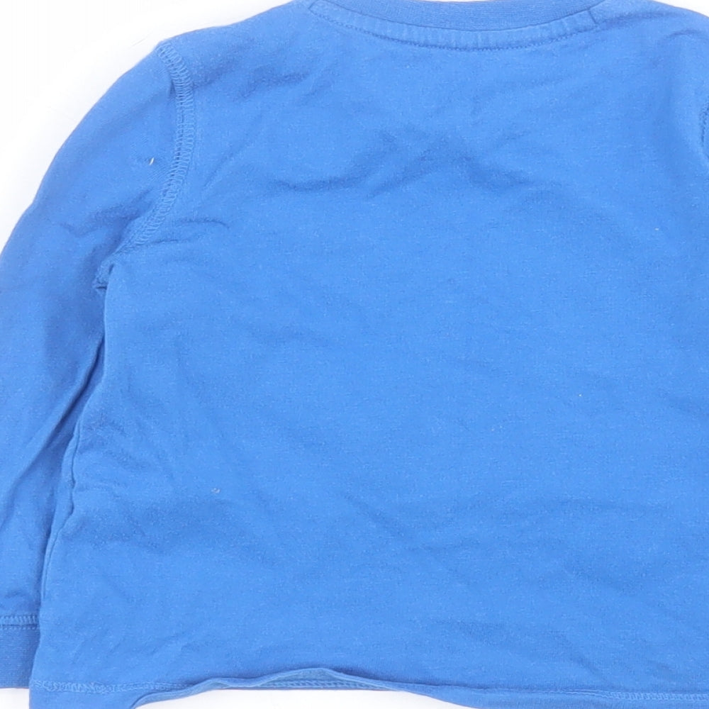 F&F Baby Blue  Cotton Pullover T-Shirt Size 12-18 Months Round Neck Snap
