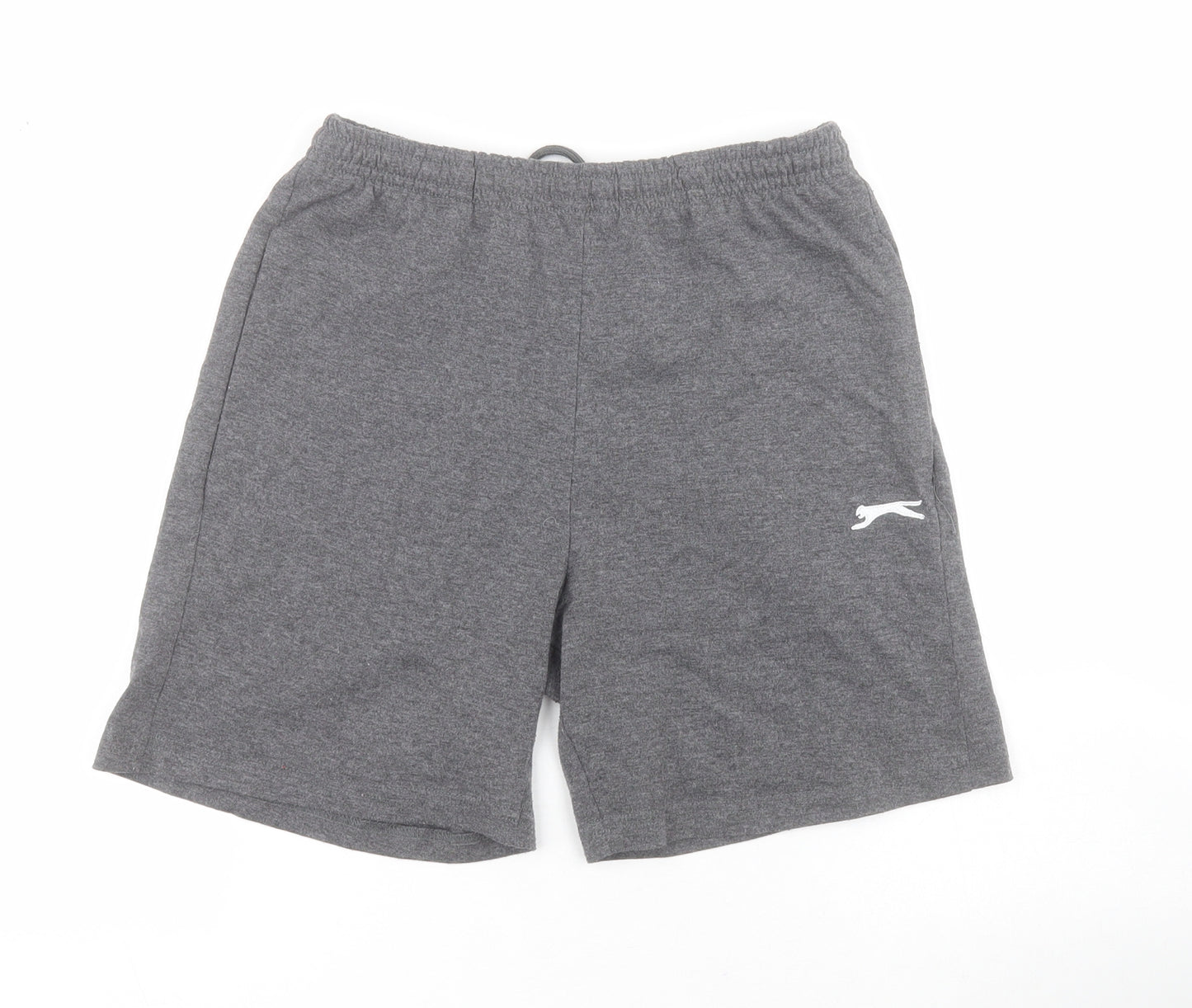 Slazenger Boys Grey  Polyester Sweat Shorts Size 13 Years  Regular Drawstring - Logo