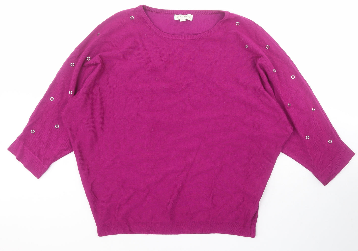Paramour Womens Purple Round Neck  Viscose Pullover Jumper Size S