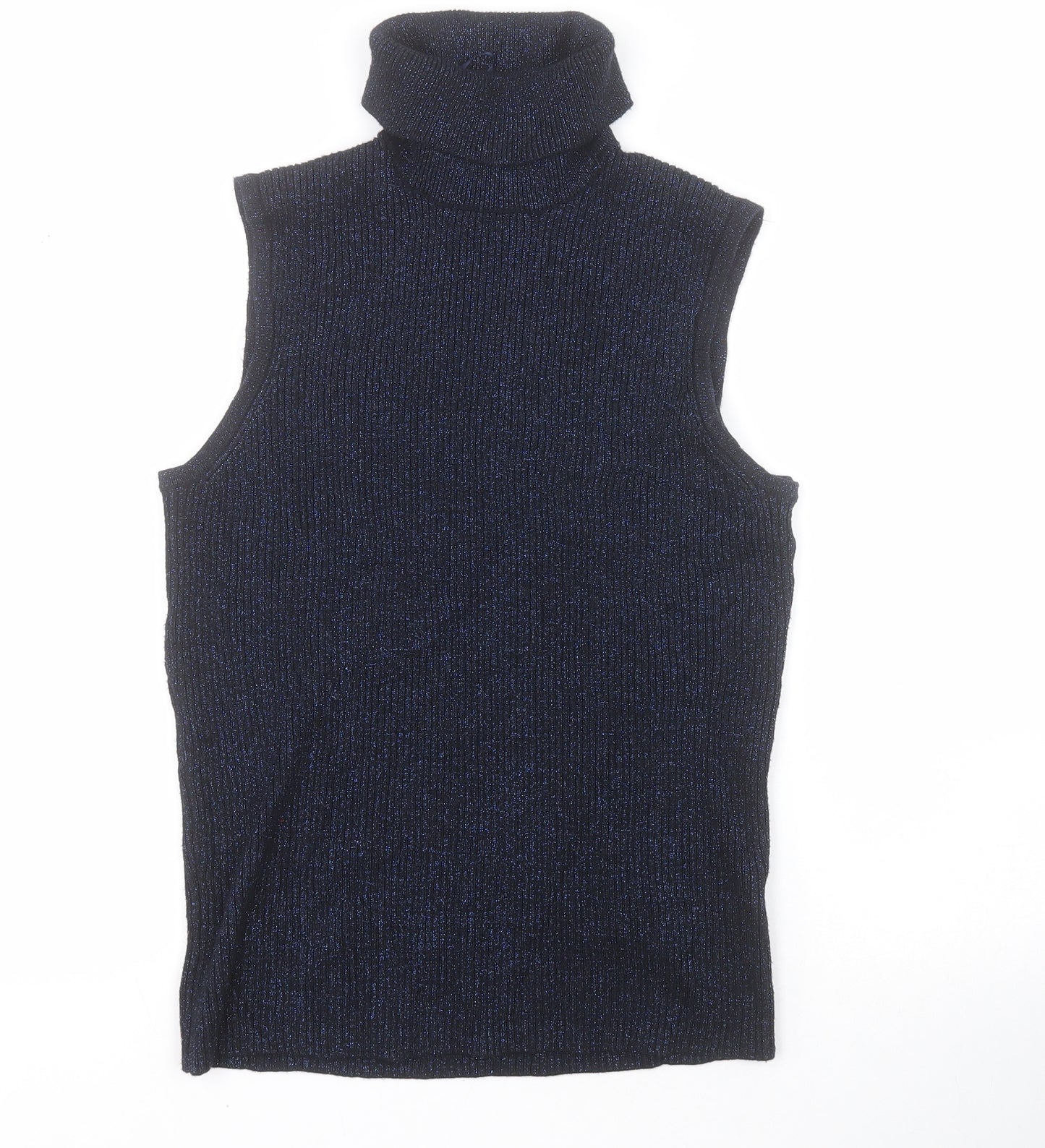 Wallis Womens Blue Roll Neck  Viscose Vest Jumper Size 10