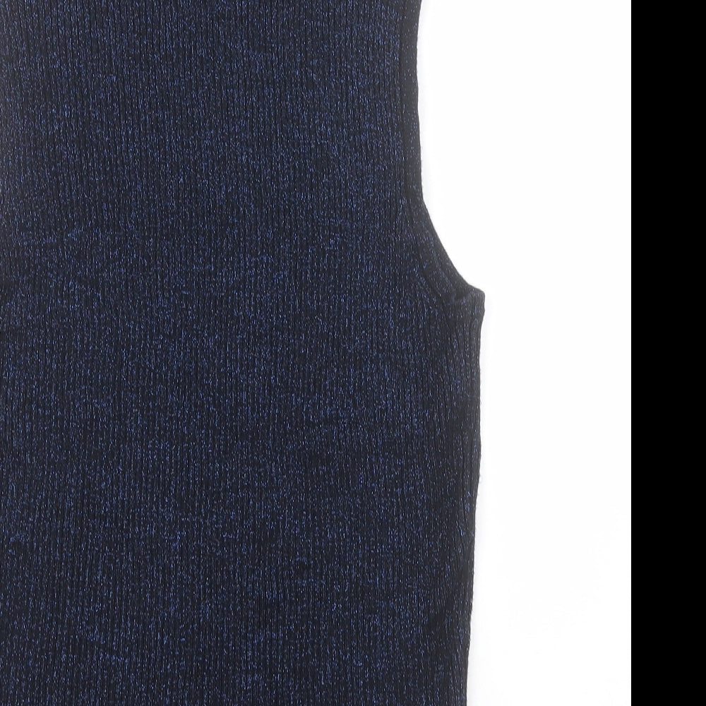 Wallis Womens Blue Roll Neck  Viscose Vest Jumper Size 10