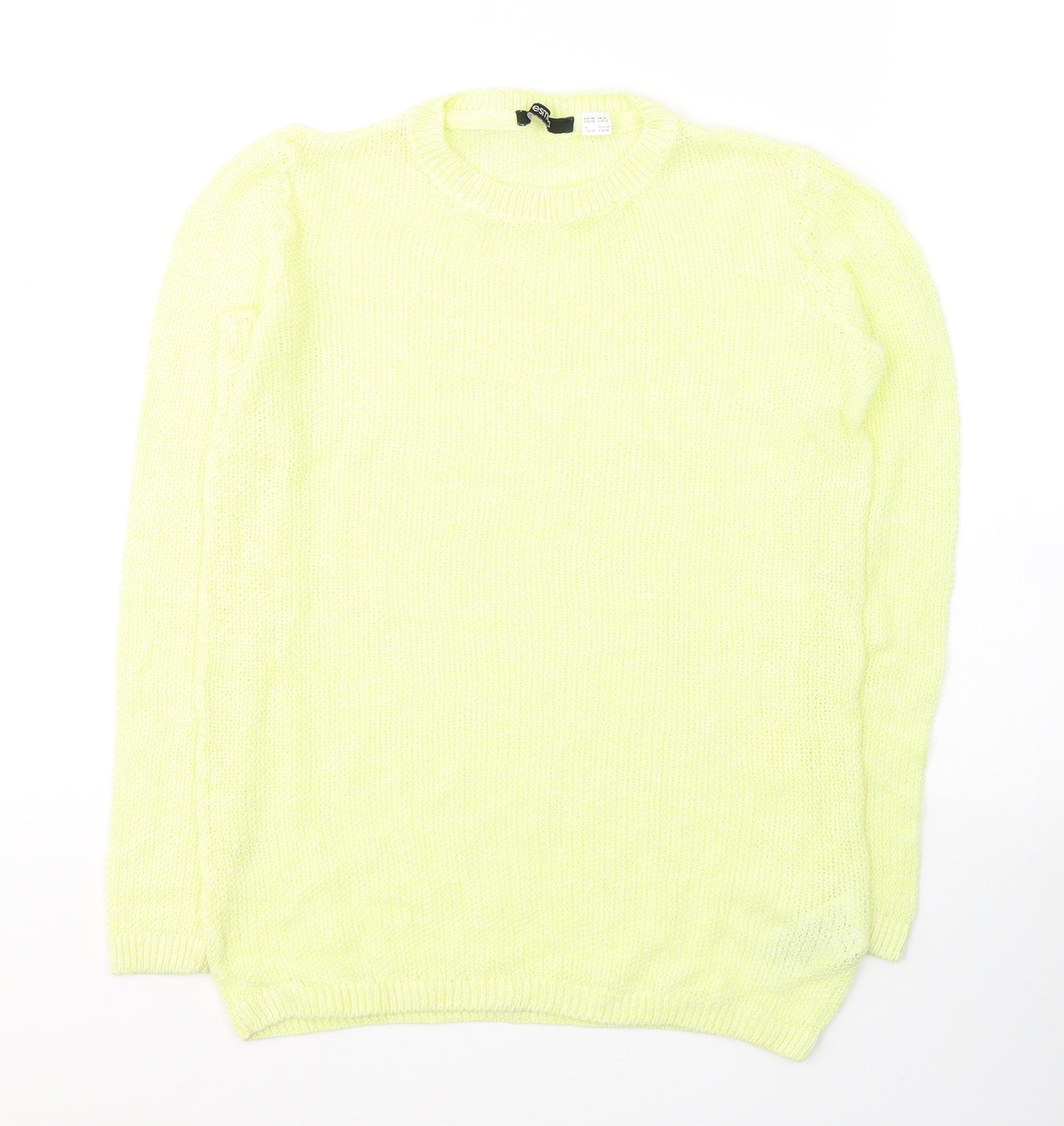ESMARA Womens Yellow Round Neck  Linen Pullover Jumper Size 10   - Neon Yellow