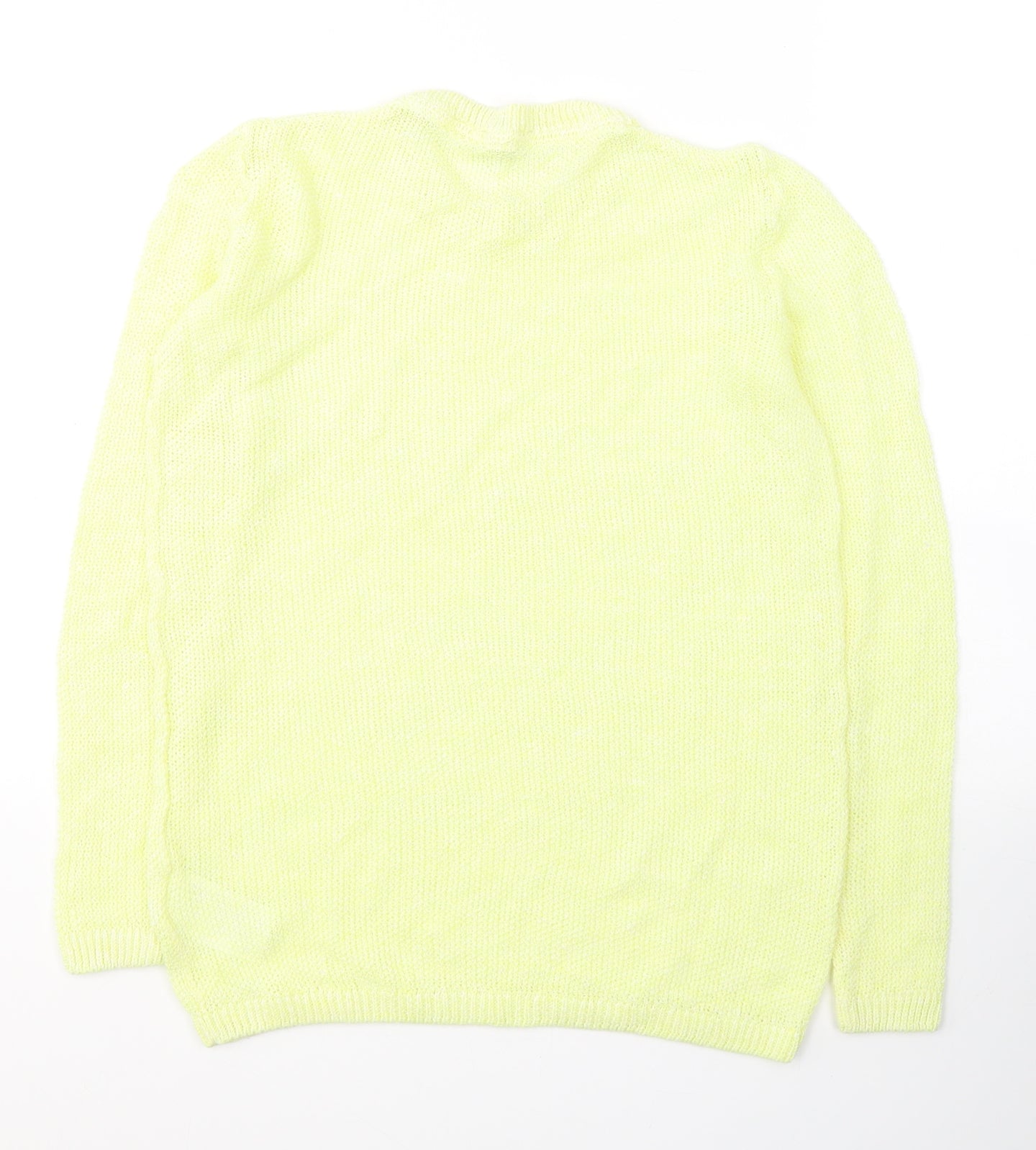 ESMARA Womens Yellow Round Neck  Linen Pullover Jumper Size 10   - Neon Yellow