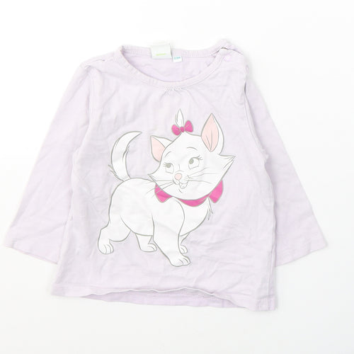 Disney Baby Girls Purple  Cotton Pullover Casual Size 18-24 Months Round Neck Button - Marie The Aristocats