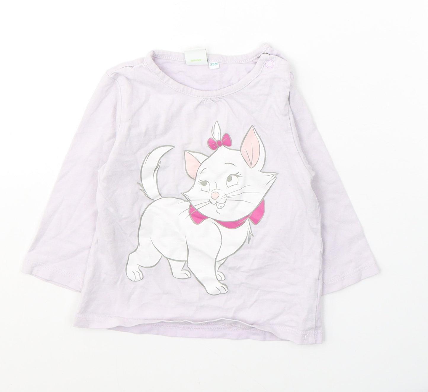 Disney Baby Girls Purple  Cotton Pullover Casual Size 18-24 Months Round Neck Button - Marie The Aristocats