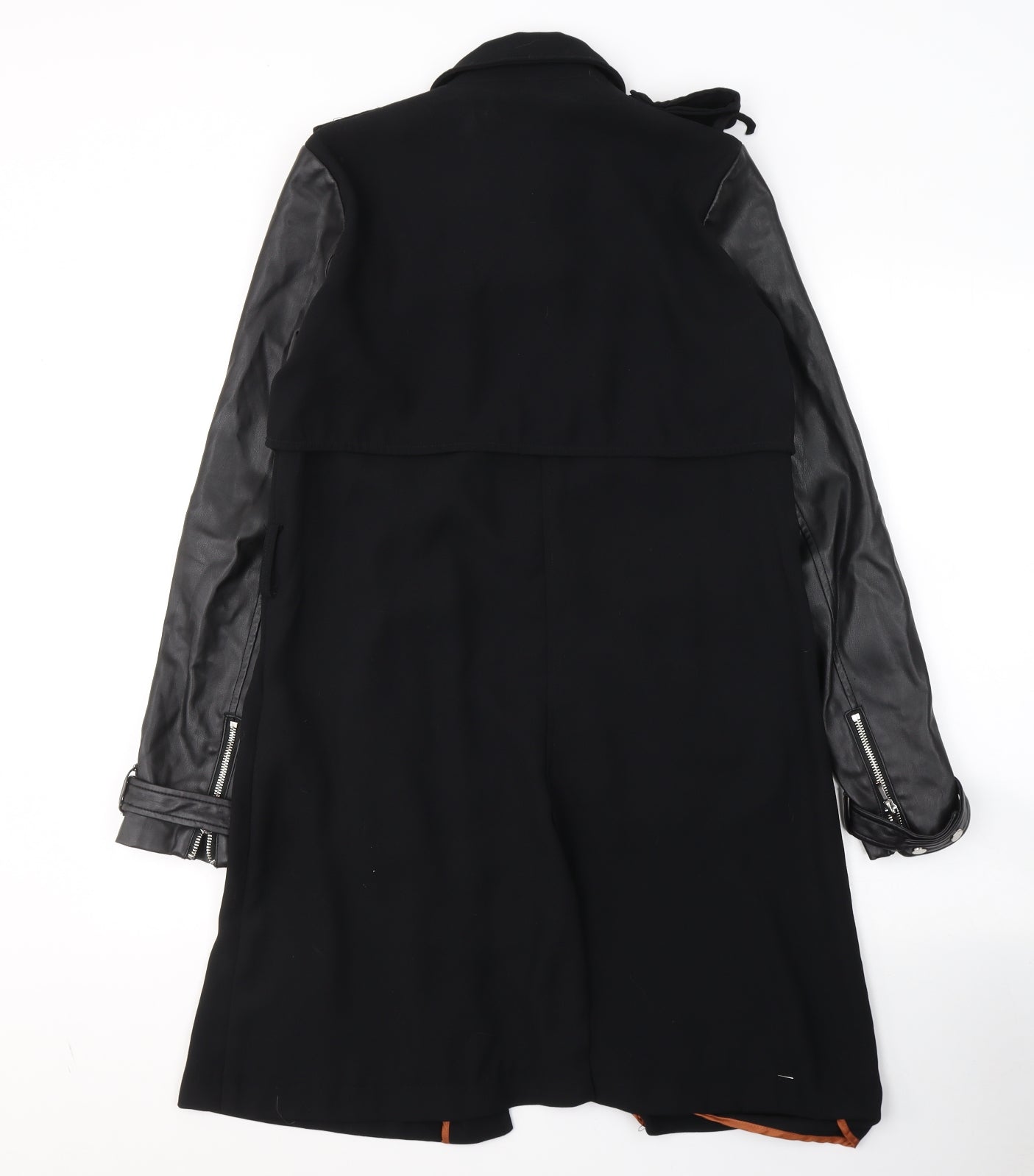 Zara Womens Black   Jacket Blazer Size S  Zip - Faux Leather Sleeves