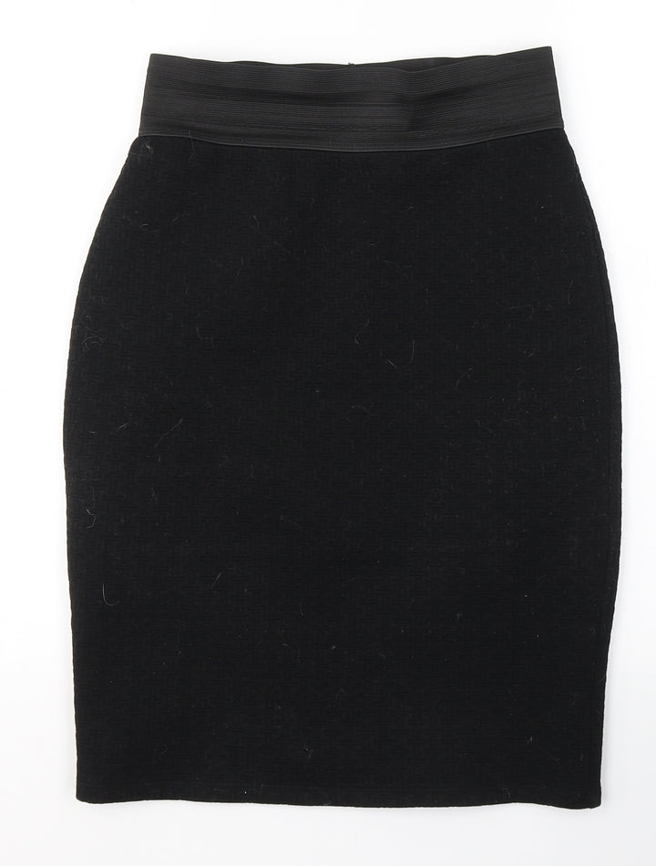 Dunnes Stores Womens Black Geometric Polyester A-Line Skirt Size S