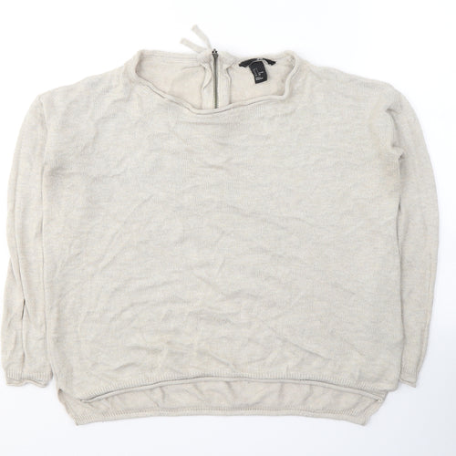 H&M Womens Beige Round Neck  Acrylic Pullover Jumper Size S