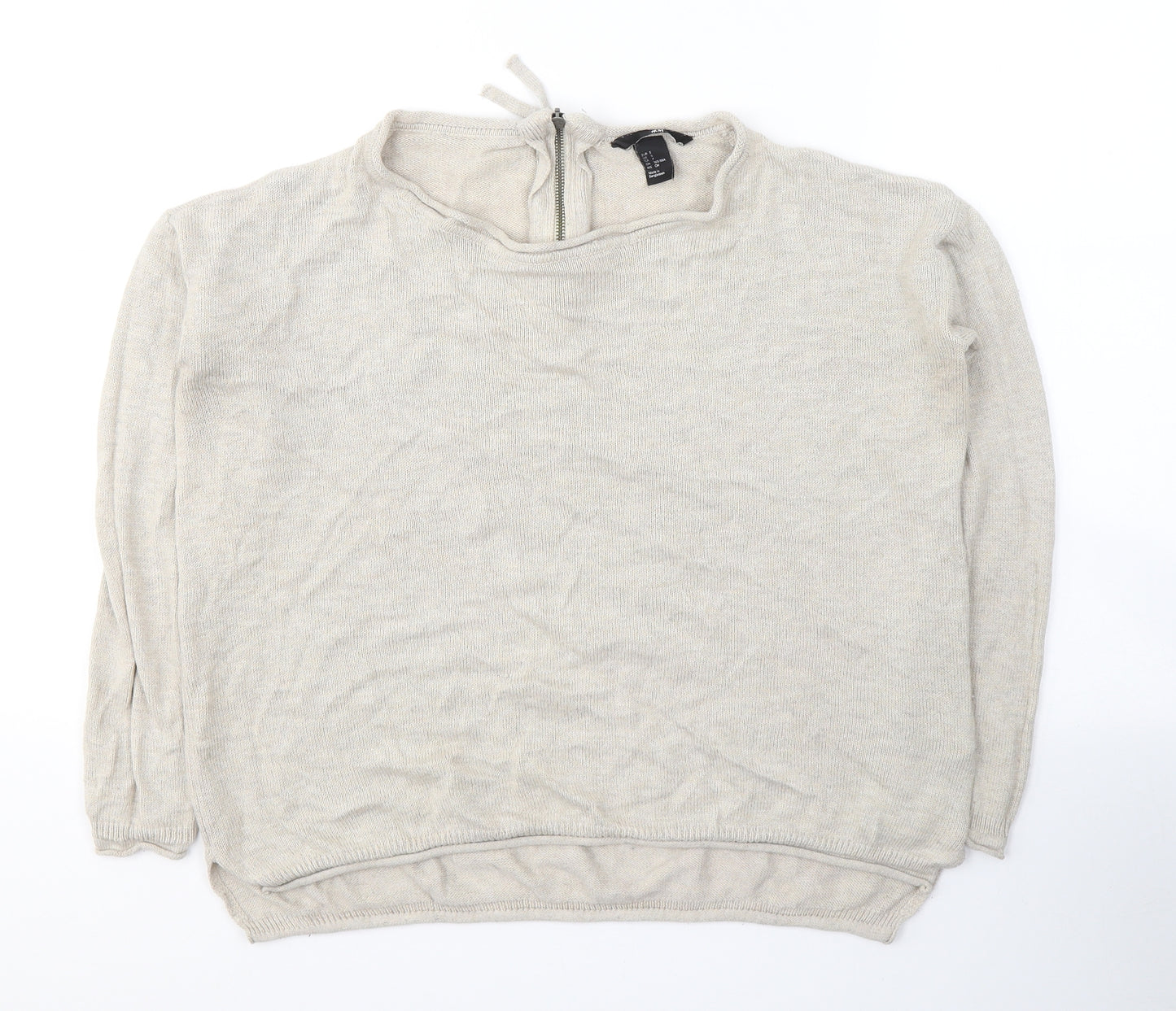 H&M Womens Beige Round Neck  Acrylic Pullover Jumper Size S