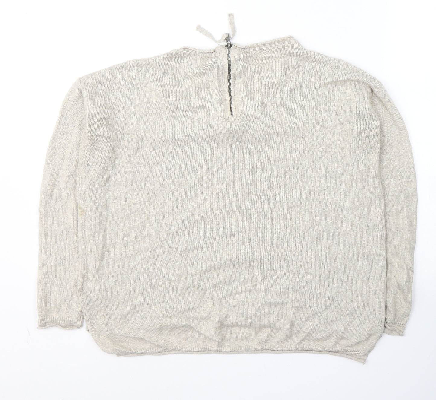 H&M Womens Beige Round Neck  Acrylic Pullover Jumper Size S