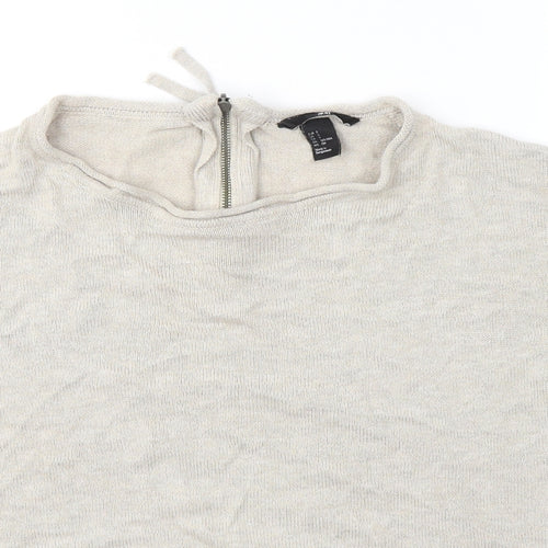 H&M Womens Beige Round Neck  Acrylic Pullover Jumper Size S