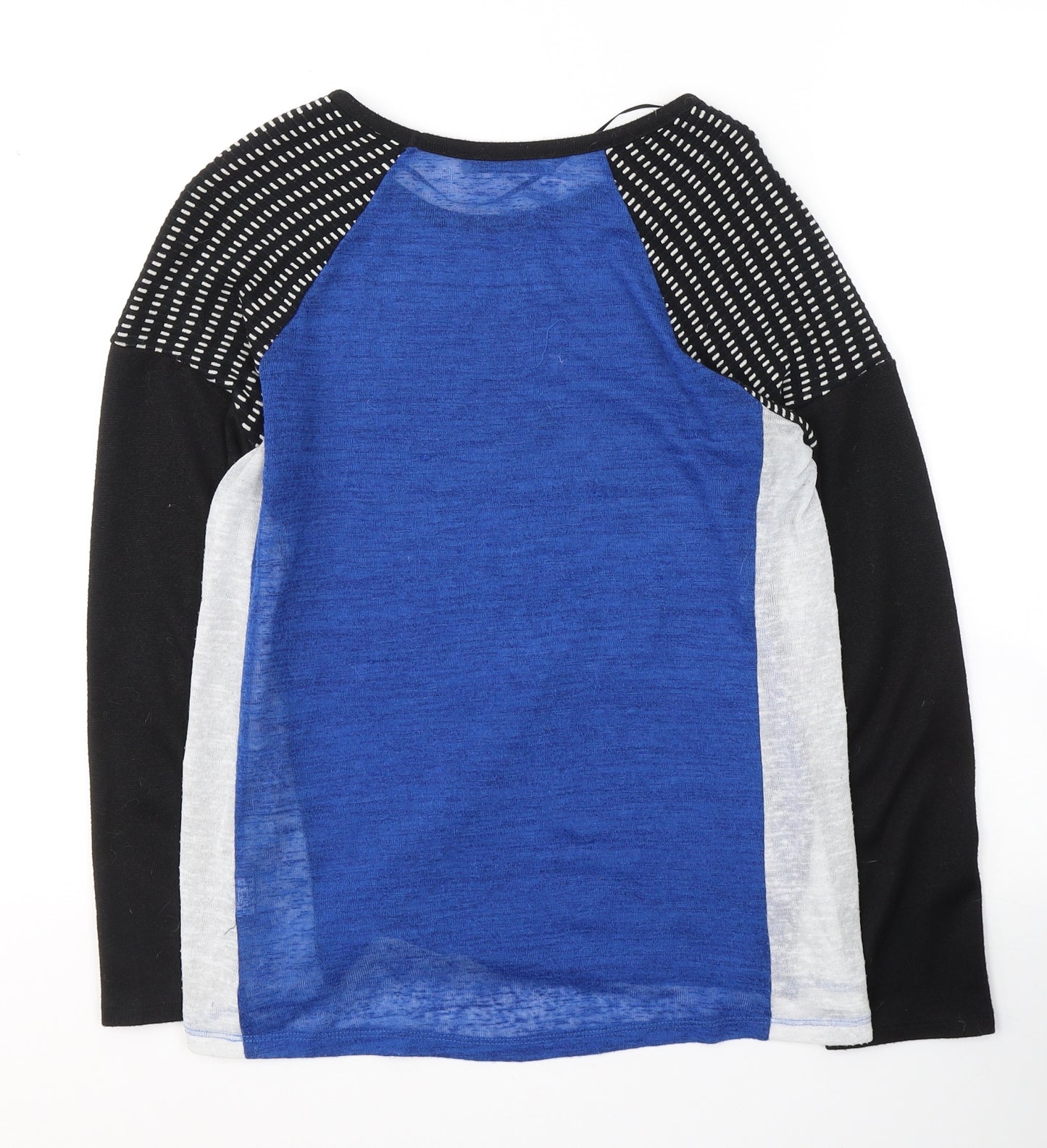 Atmosphere Womens Black Colourblock Polyester Jersey Blouse Size 10 Round Neck