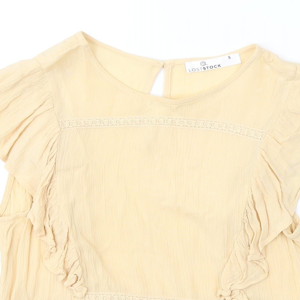 LASTSTOCK Womens Orange  Viscose Basic T-Shirt Size S Round Neck