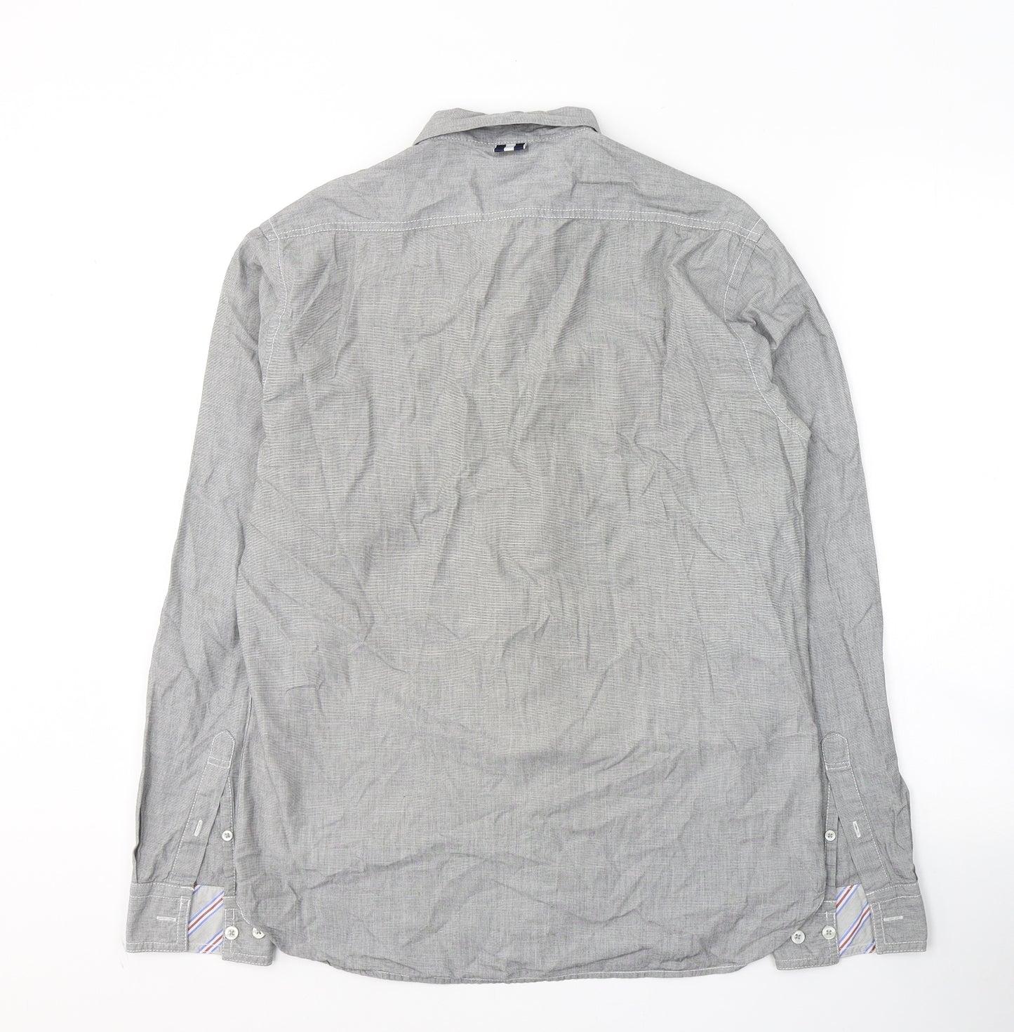 Peter Werth Mens Grey  Cotton  Button-Up Size M Collared Button