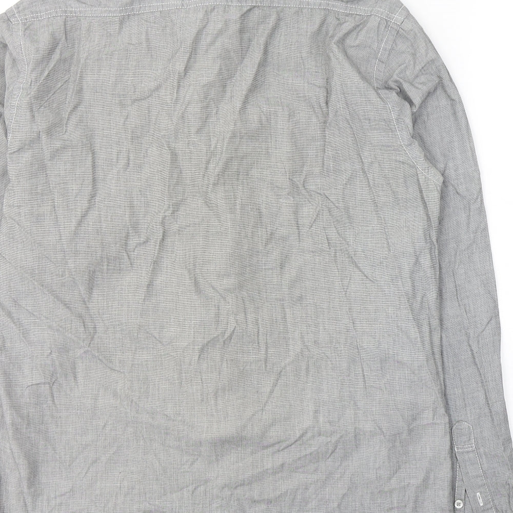 Peter Werth Mens Grey  Cotton  Button-Up Size M Collared Button
