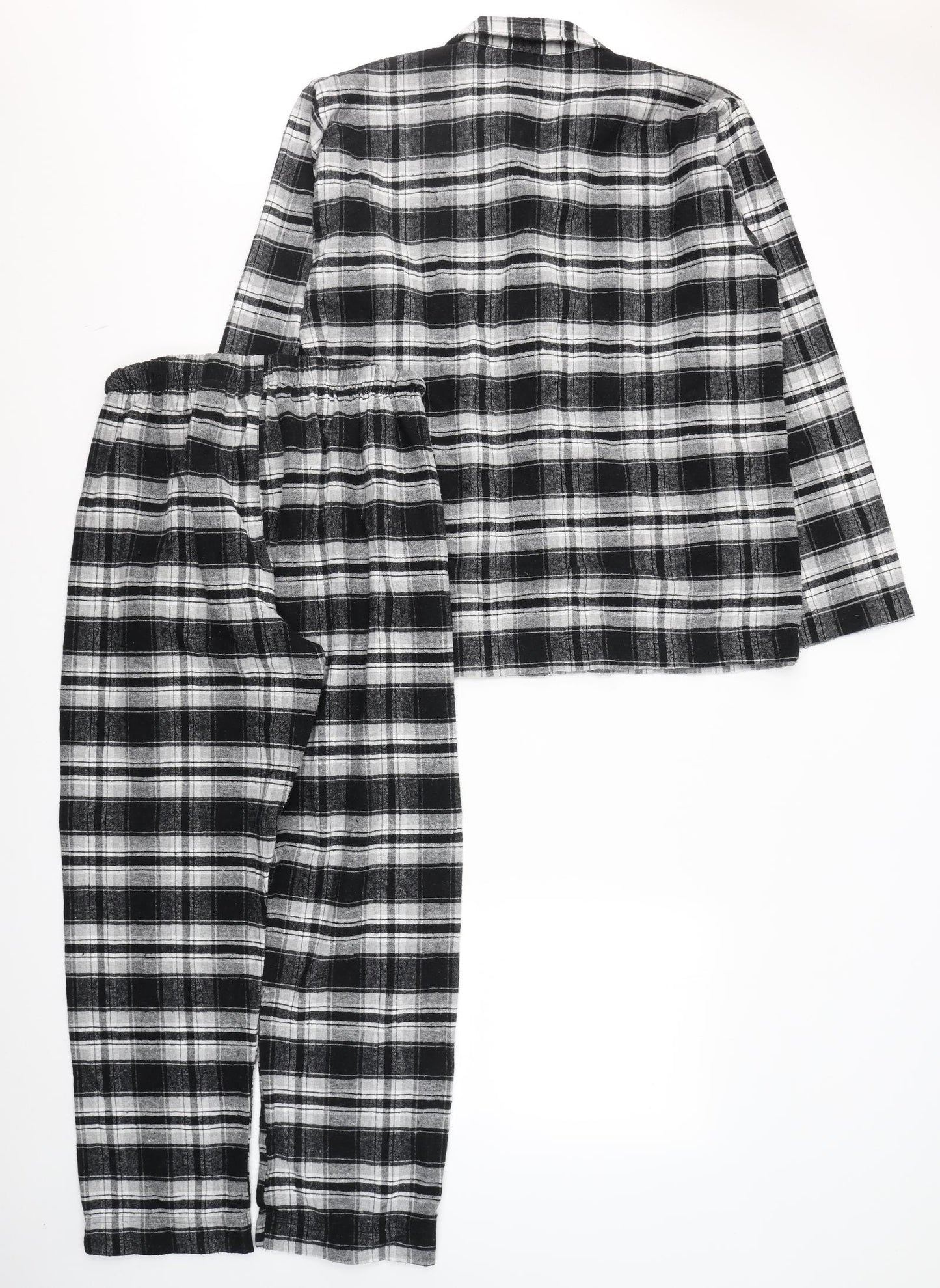 LOCATION Mens Black Plaid Cotton  Pyjama Set Size M  Button