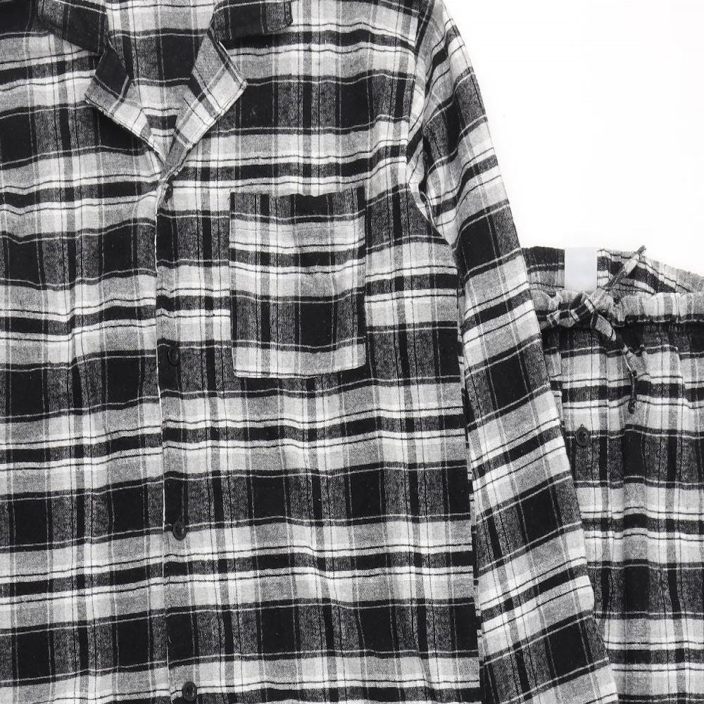 LOCATION Mens Black Plaid Cotton  Pyjama Set Size M  Button