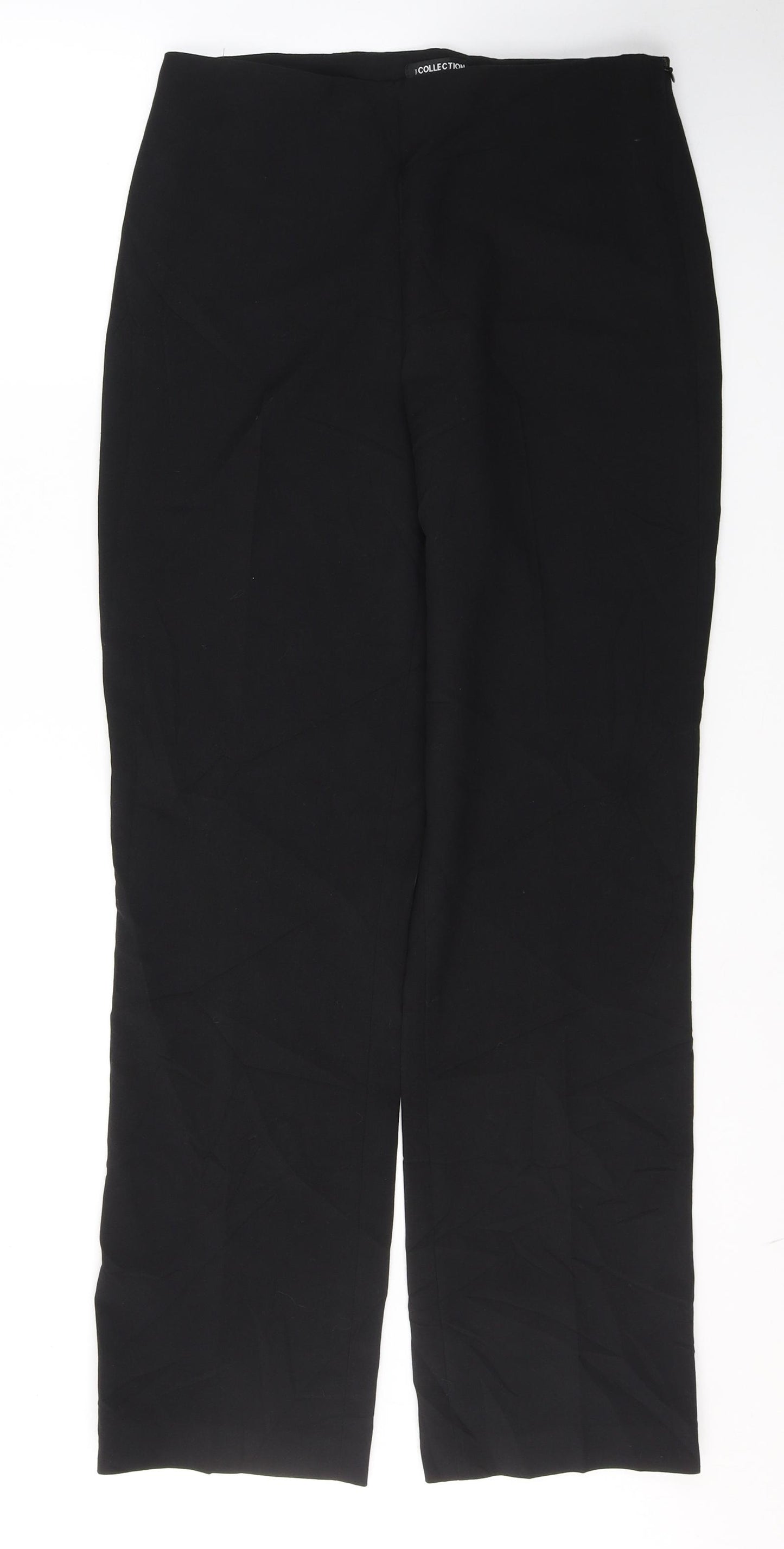 Debenhams Womens Black  Polyester Trousers  Size 10 L30 in Regular Zip
