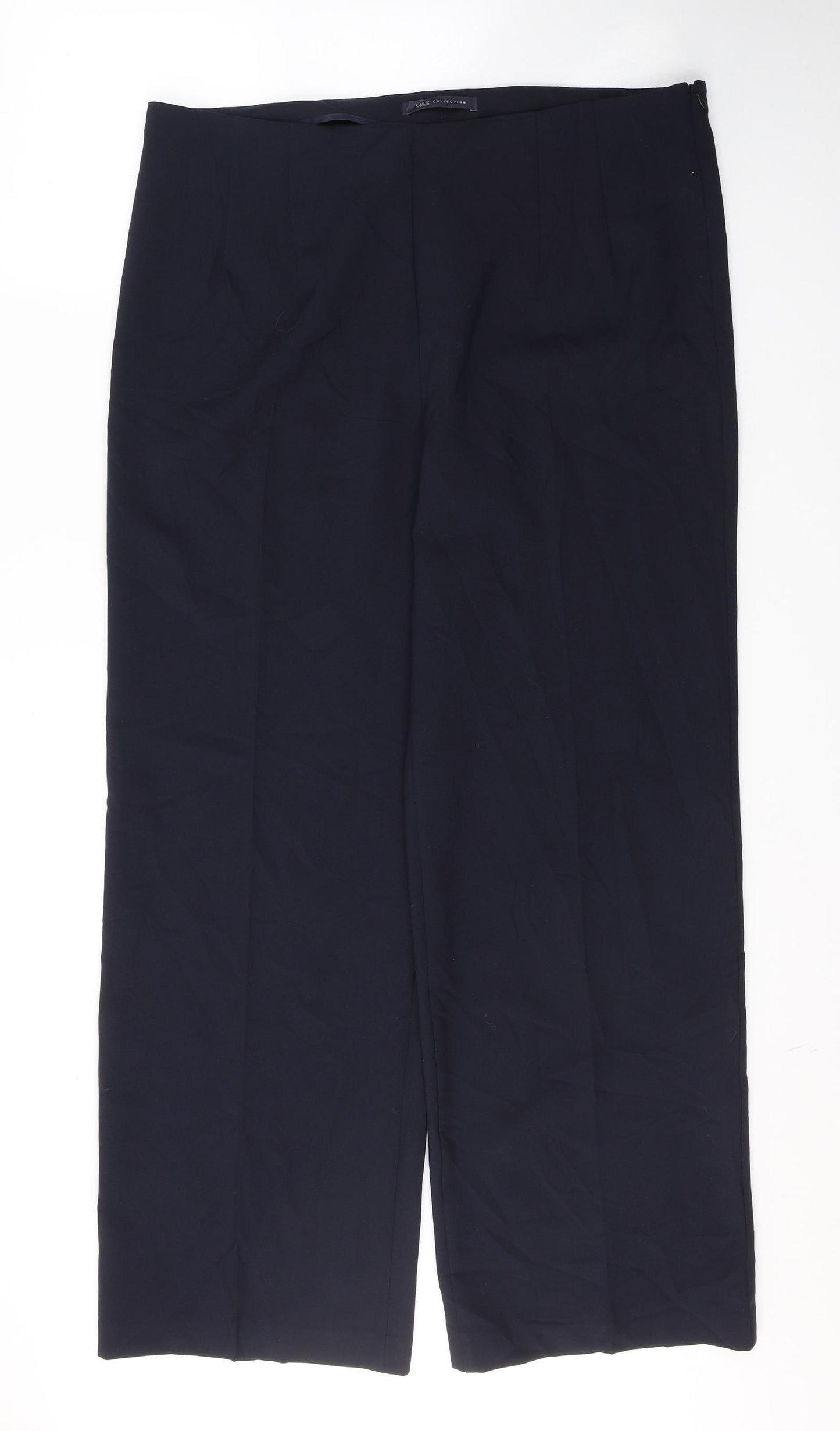 Marks and Spencer Womens Blue  Polyester Trousers  Size 16 L30 in Regular Zip
