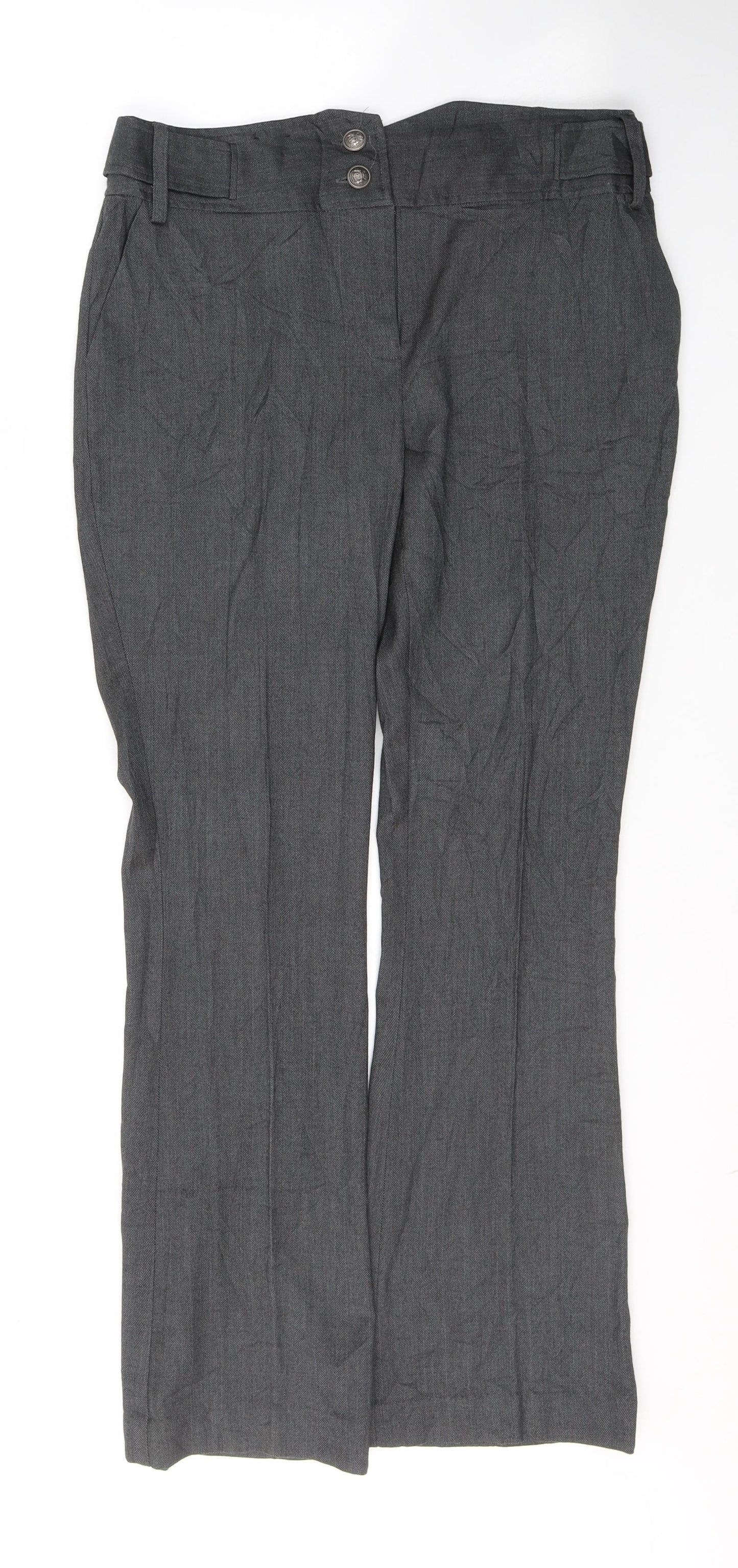 New Look Womens Grey  Polyester Trousers  Size 8 L29.5 in Regular Button