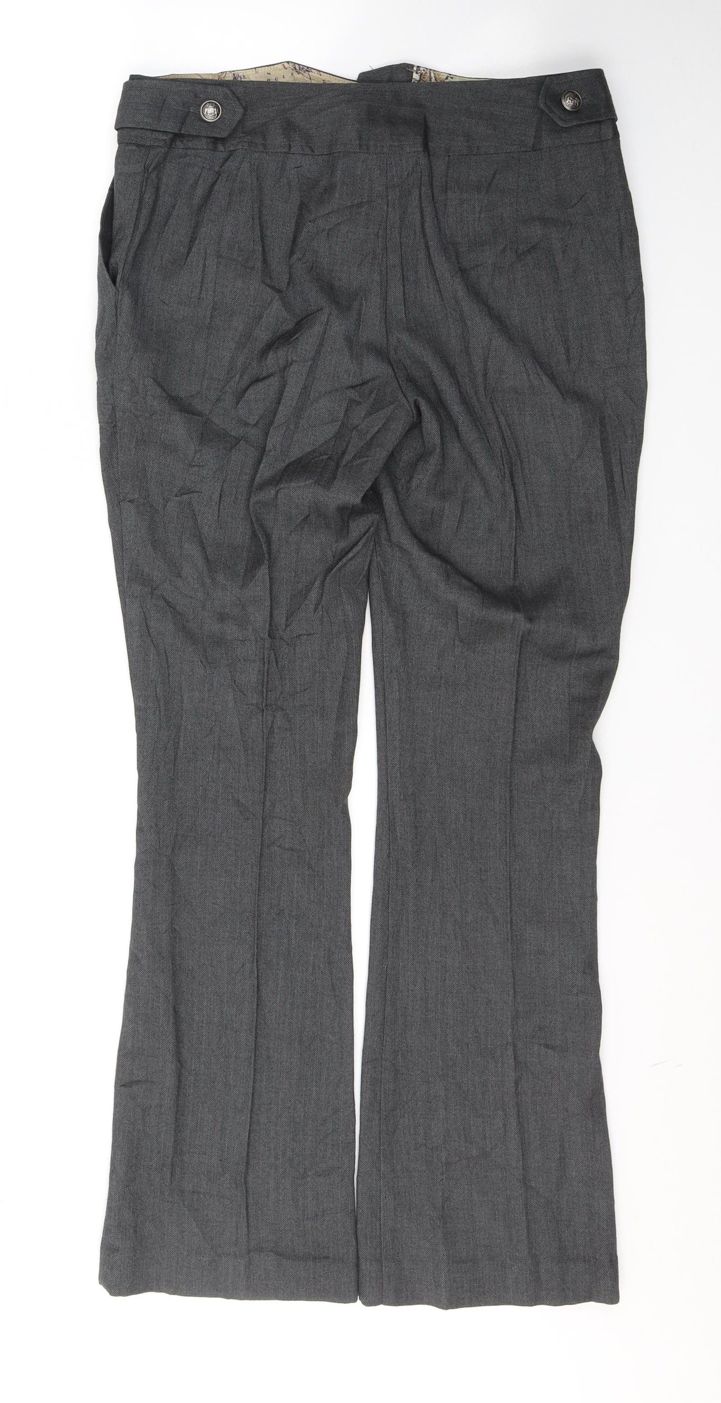 New Look Womens Grey  Polyester Trousers  Size 8 L29.5 in Regular Button