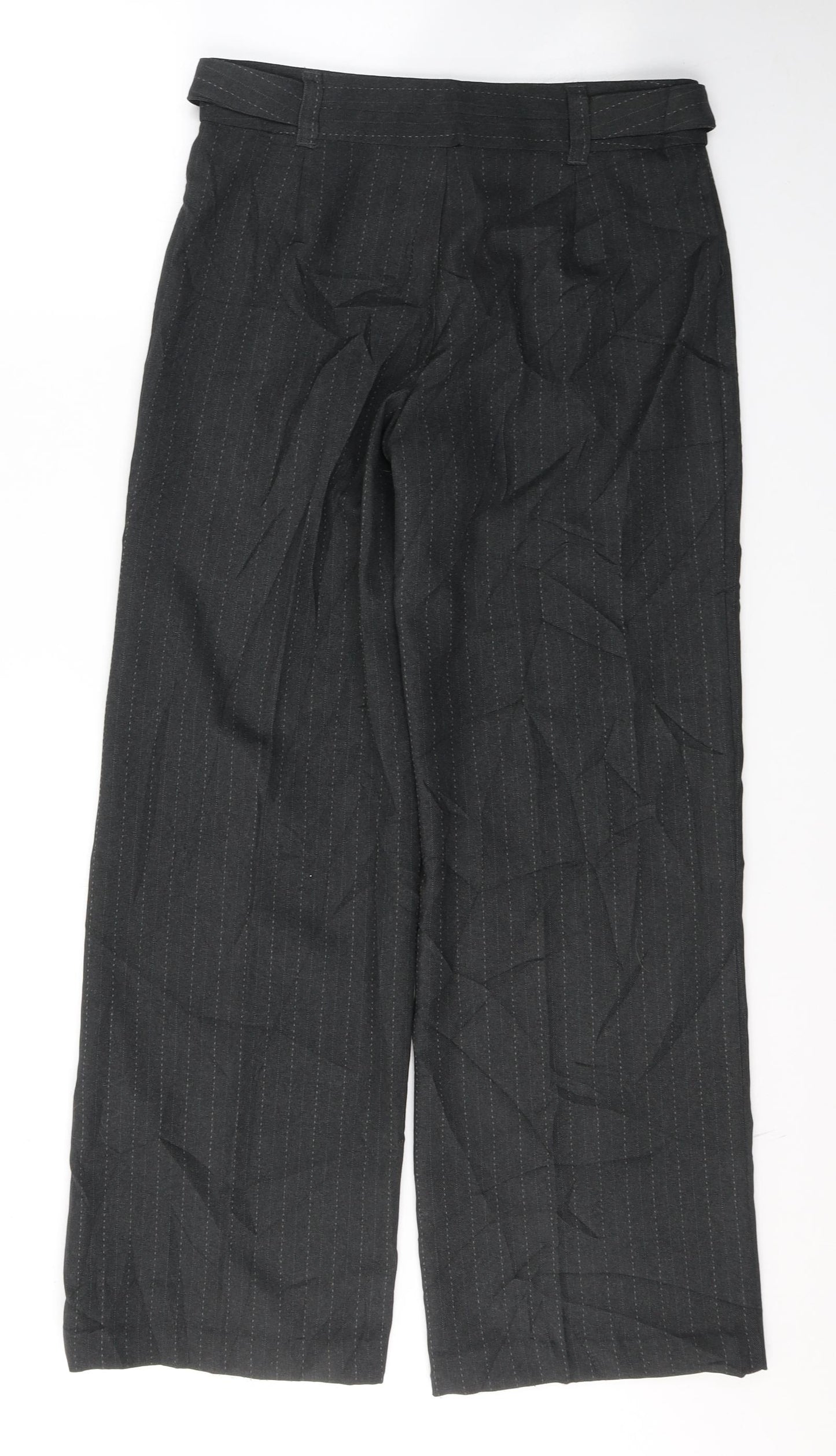 Papaya Womens Grey Striped Polyester Trousers  Size 10 L29 in Regular Button
