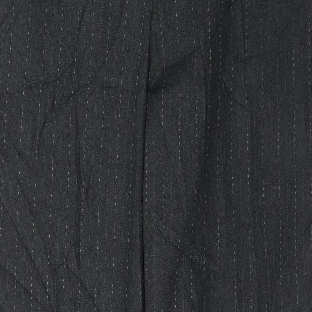 Papaya Womens Grey Striped Polyester Trousers  Size 10 L29 in Regular Button
