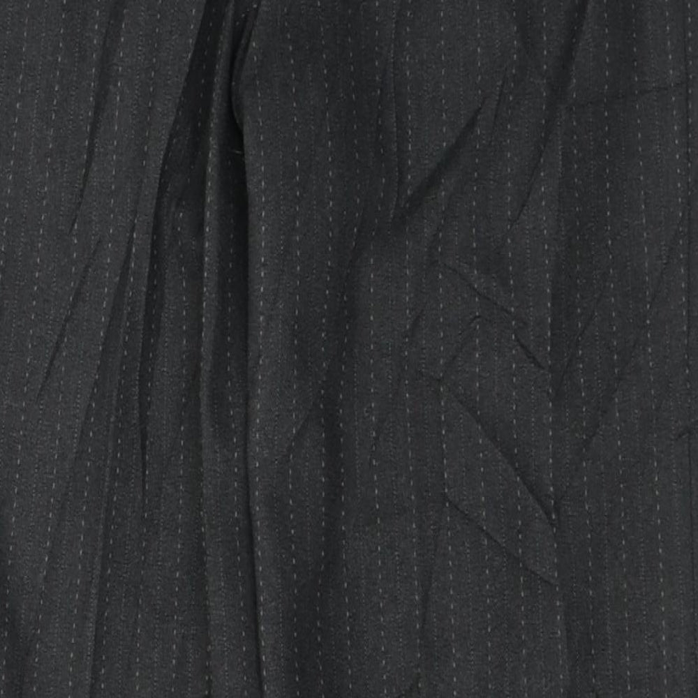 Papaya Womens Grey Striped Polyester Trousers  Size 10 L29 in Regular Button