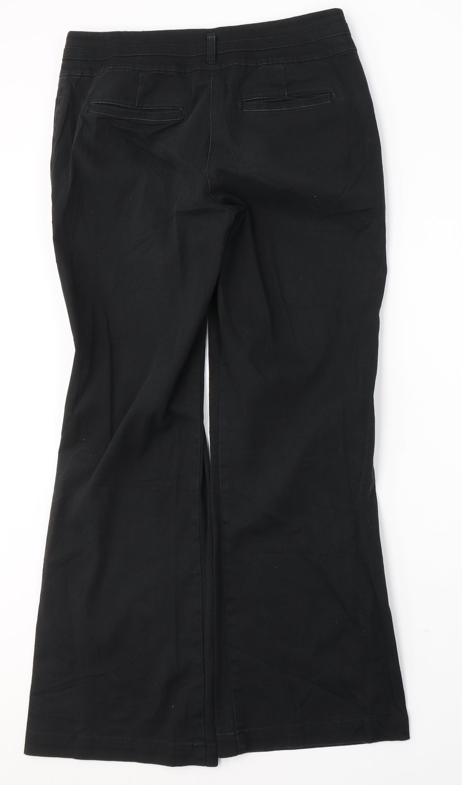 Wallis Womens Black  Cotton Flared Jeans Size 10 L29 in Regular Button