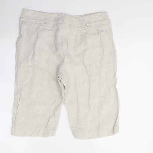 ALEX&CO Womens Beige  Linen Bermuda Shorts Size 14 L12 in Regular Button