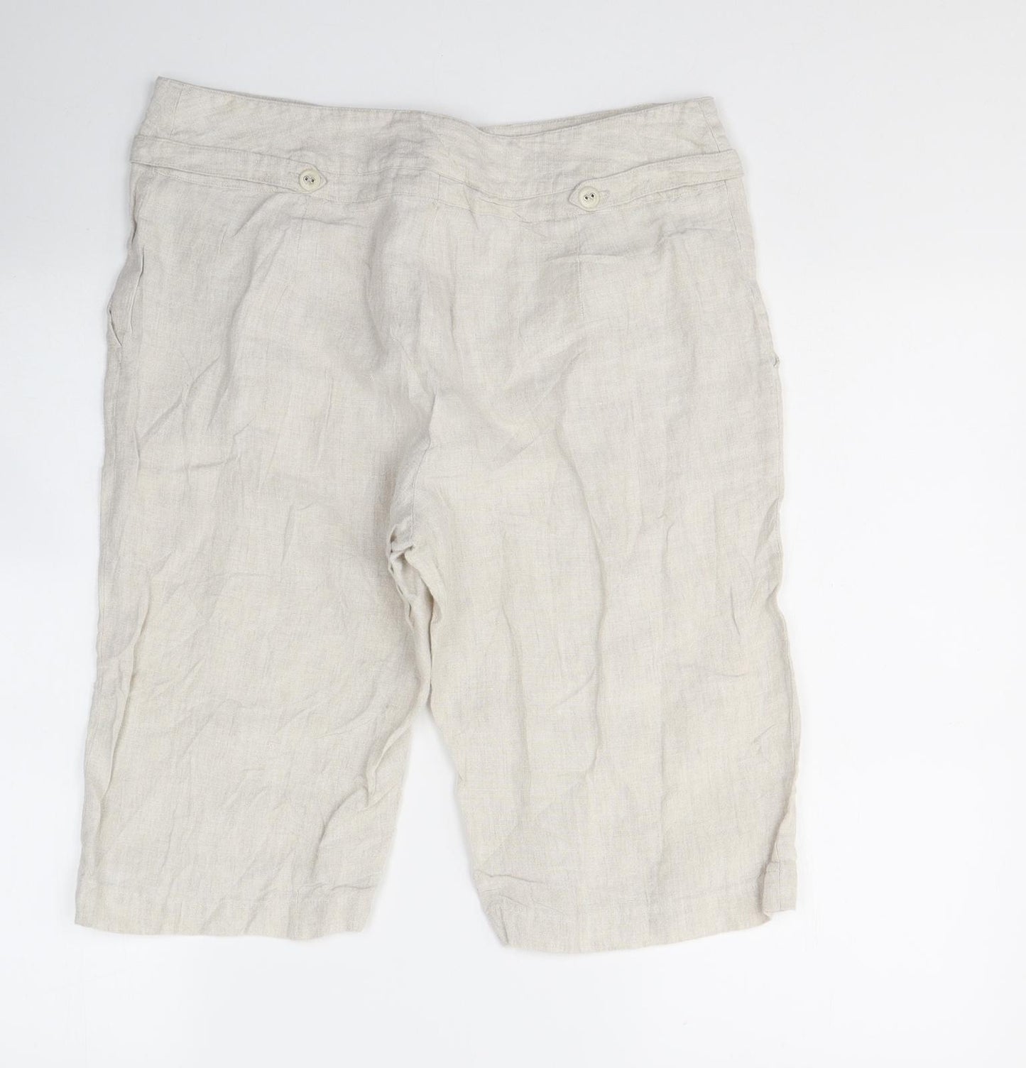 ALEX&CO Womens Beige  Linen Bermuda Shorts Size 14 L12 in Regular Button