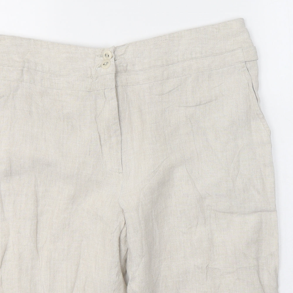 ALEX&CO Womens Beige  Linen Bermuda Shorts Size 14 L12 in Regular Button