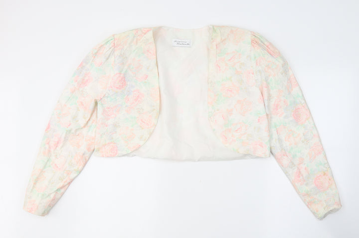 Gianni Balenti Womens Ivory Floral  Jacket Blazer Size 14