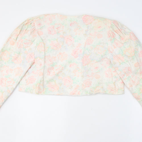 Gianni Balenti Womens Ivory Floral  Jacket Blazer Size 14