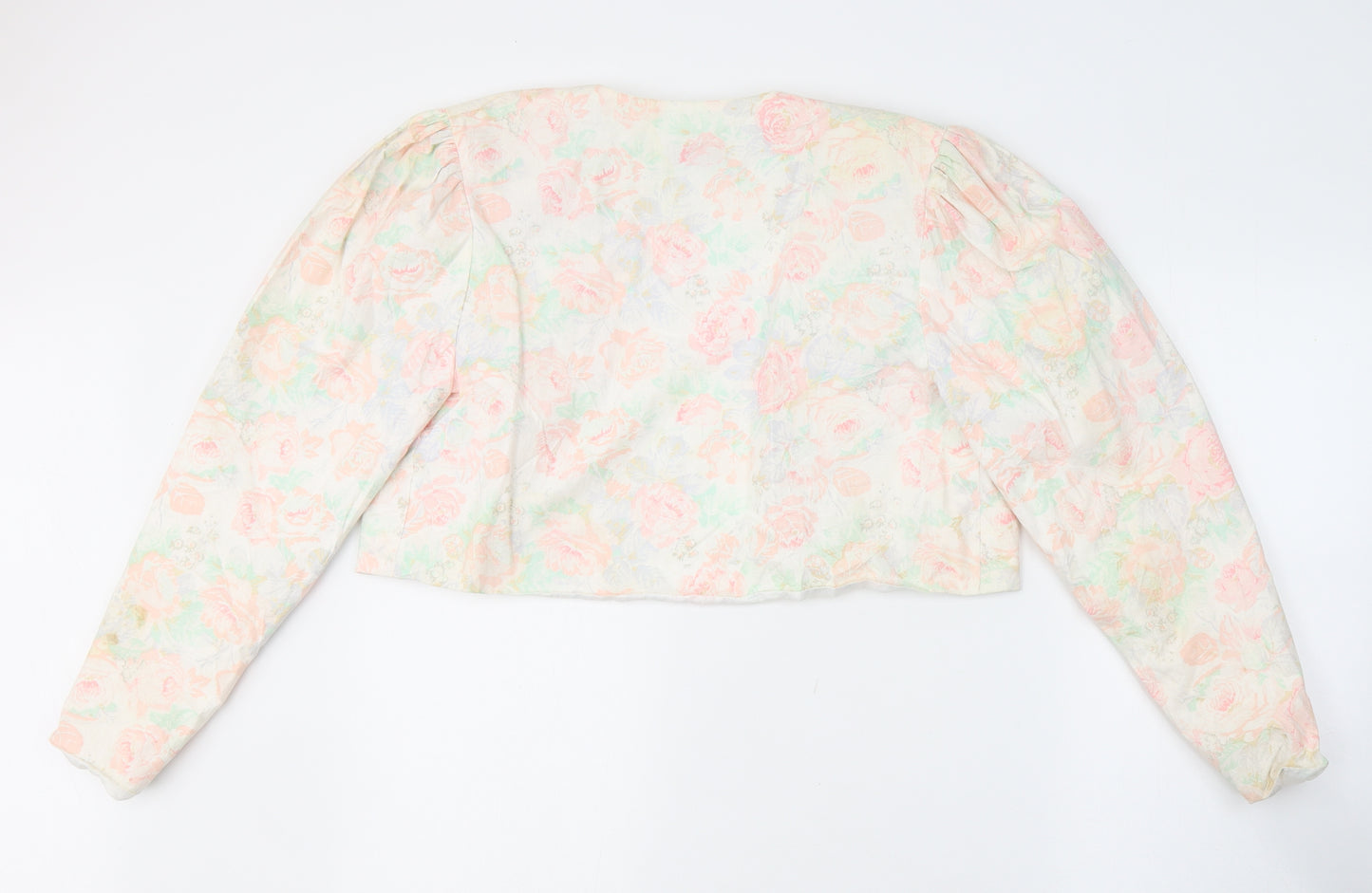 Gianni Balenti Womens Ivory Floral  Jacket Blazer Size 14