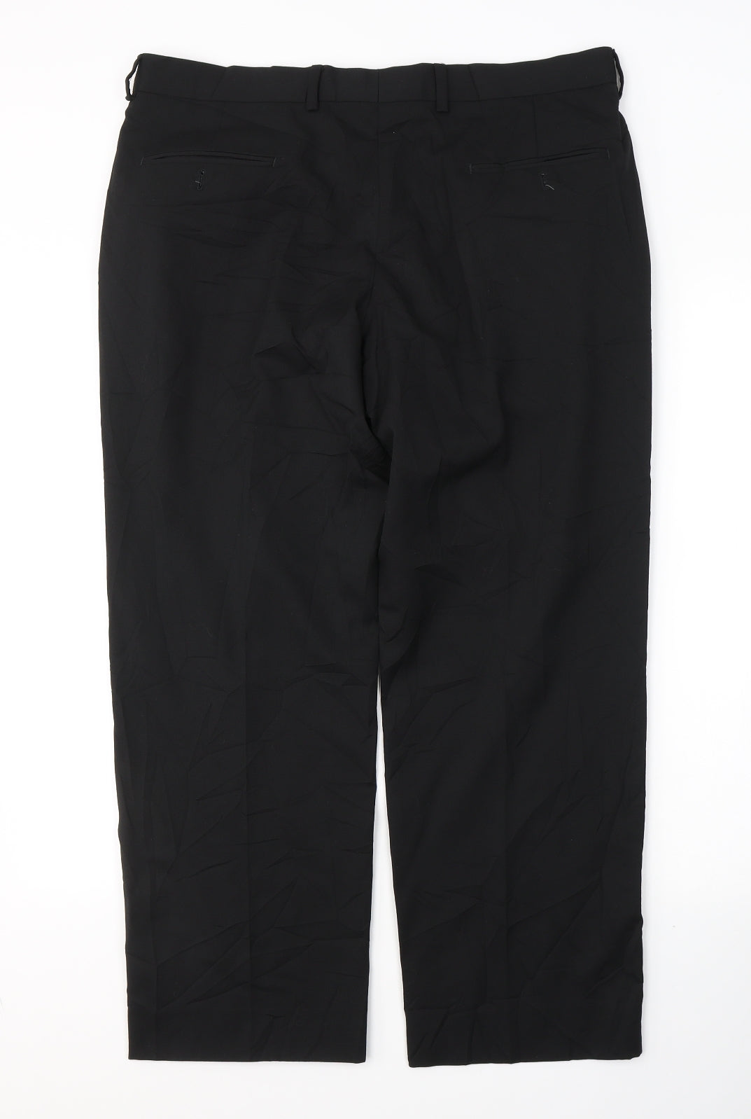 Marks and Spencer Mens Black  Wool Trousers  Size 36 in L29 in Regular Button