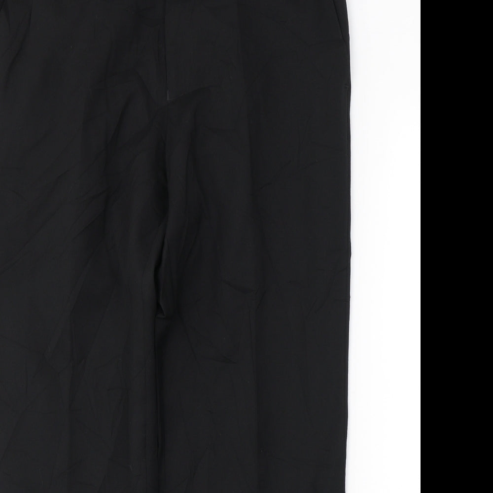 Marks and Spencer Mens Black  Wool Trousers  Size 36 in L29 in Regular Button