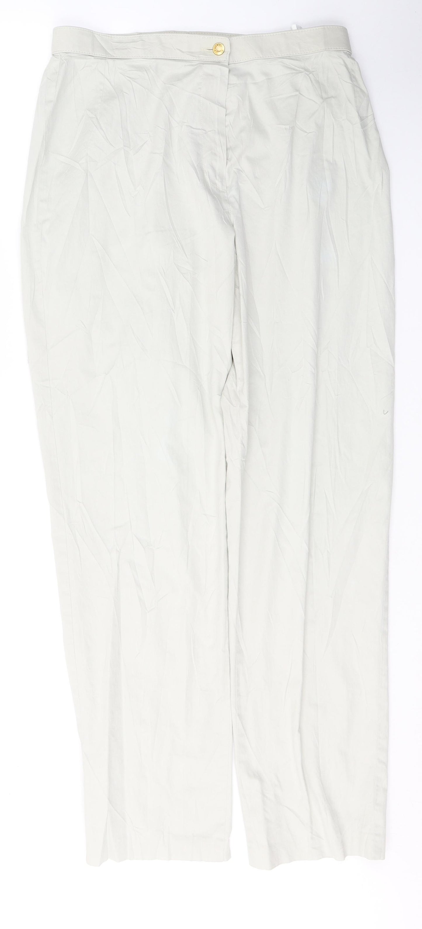 Marks and Spencer Womens Grey  Polyester Trousers  Size 14 L31 in Regular Button