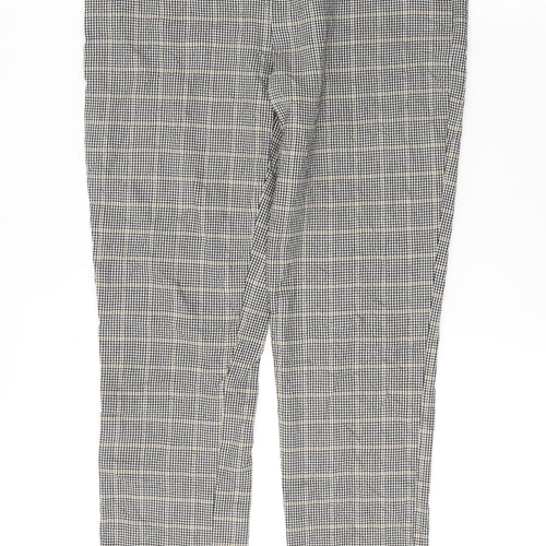New Look Womens Grey Houndstooth Viscose Trousers  Size 12 L27 in Regular Zip