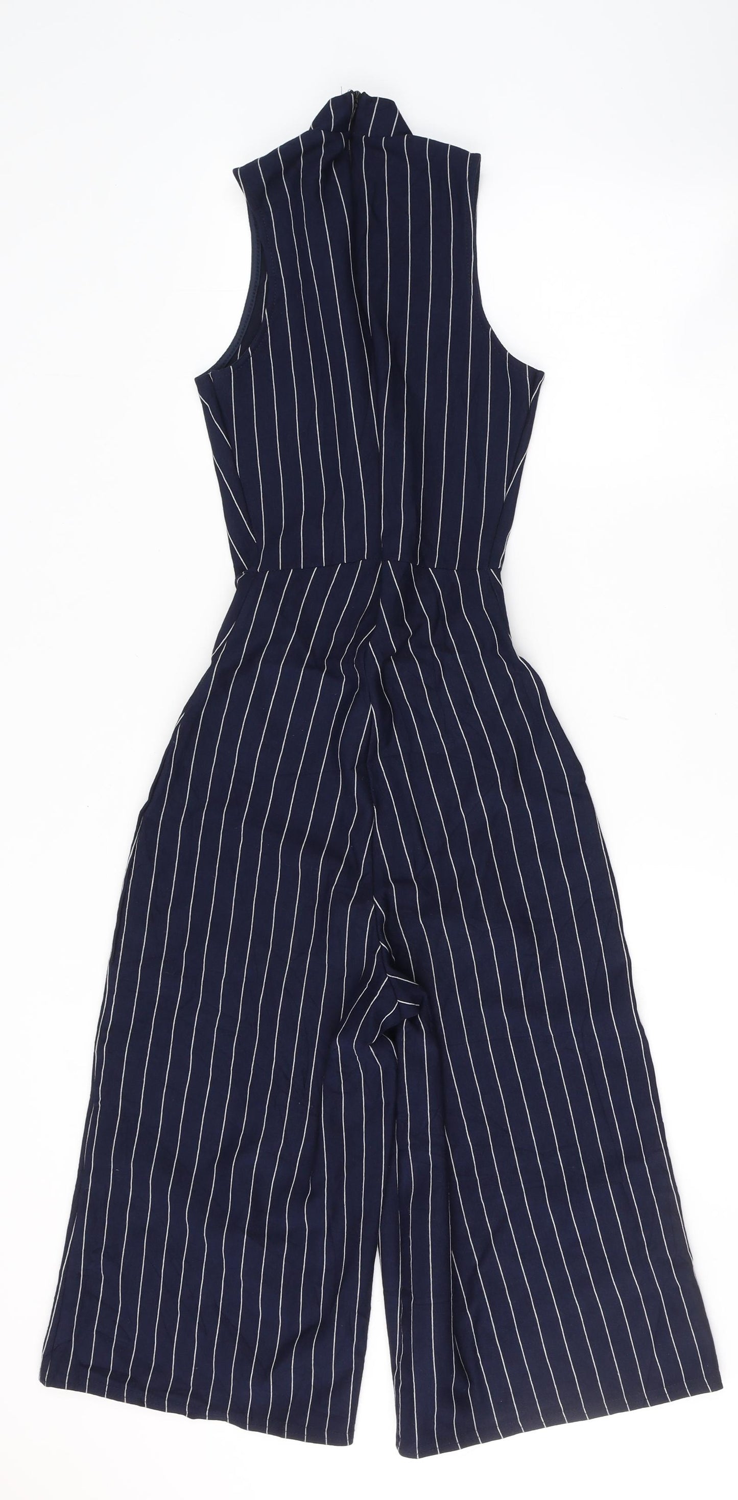Missguided Womens Blue Striped Polyester Jumpsuit One-Piece Size 6 L15 in Zip